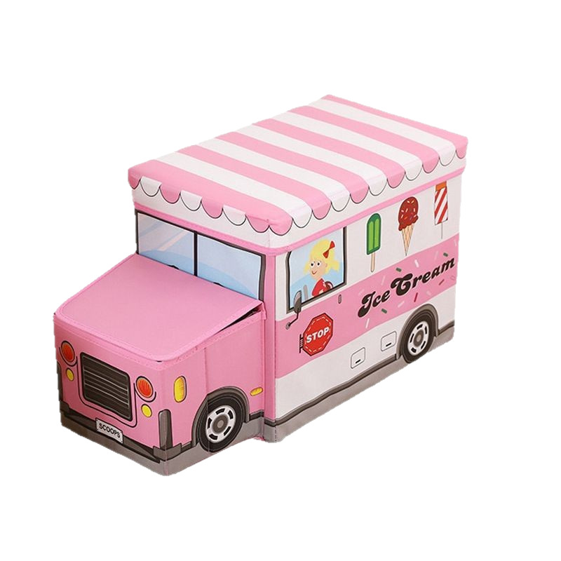 Multifunctional Cartoon Car Storage Stool Children's Toy Storage Box Foldable Laminated Non-Woven Storage Box Wholesale