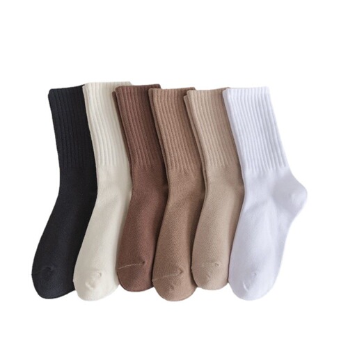 Solid color high elastic student white cotton socks sports trendy socks spring and autumn women's stockings wholesale mid-calf socks