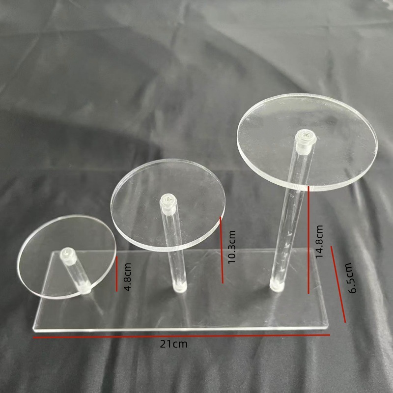 3개의 원형 긴 디스플레이 스탠드 투명(무게 130g)
