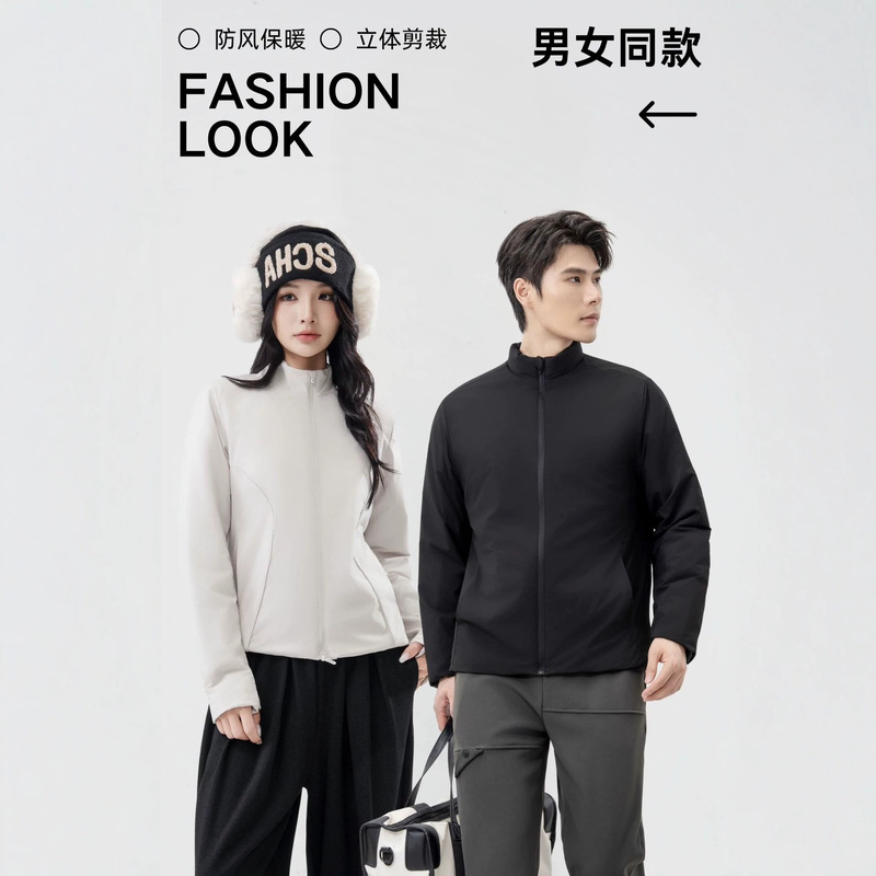 Unisex lightweight down jacket, ultra-light cotton coat, machine washable, outdoor waterproof stand-up collar coat, warm