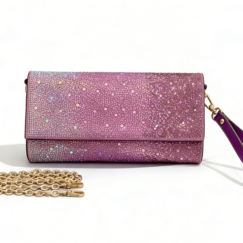 Korean Style Rhinestone Evening Bag, Diamond Clutch For Banquets And Formal Dresses, European And American Fashion Diamond Crossbody Small Square Bag For Women - Thumbnail 5