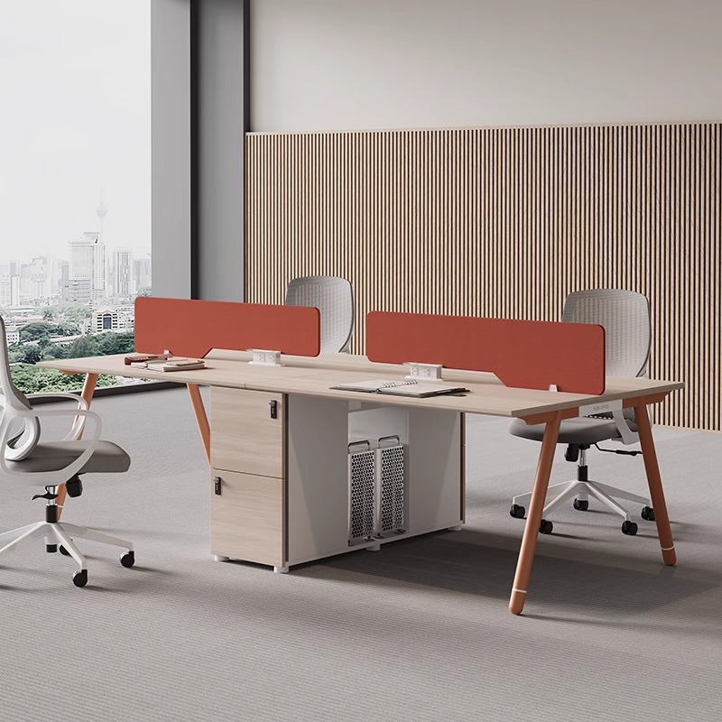 Mesa de oficina del empleado, asiento de tarjeta doble para cuatro o seis personas, combinación simple de mesa y silla de oficina moderna