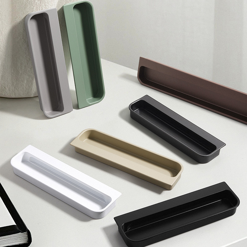 Modern sliding door concealed handle embedded handle sliding door slotted embedded handle invisible cabinet door furniture hardware