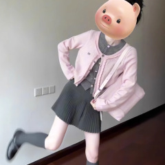 韩系穿搭一整套独特绝美套装女秋冬龄假两件针织毛衣半身裙两件套