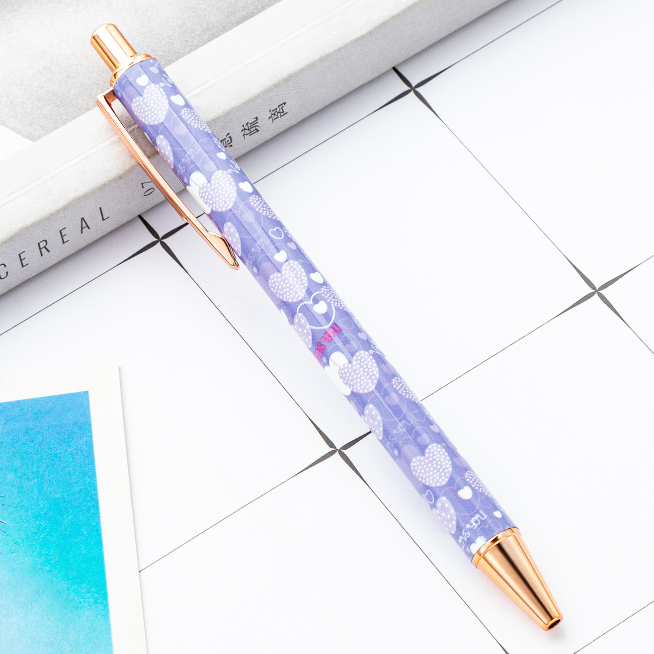 Nuevo Día de San Valentín empuje pluma linda chica corazón estudiante de Metal bolígrafo amor multi-color de transferencia de calor pintura película pluma