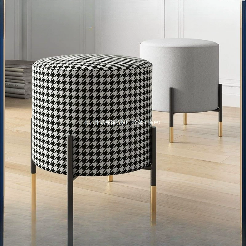 Роскошный круглый табурет в скандинавском стиле, небольшой пуфик, табурет для макияжа, модный табурет для смены обуви, тканевый диван, простой железный круглый пуфик для обуви