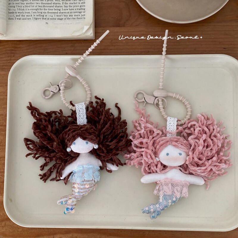 Cute Healing-Style Handmade Mermaid Pendant DIY Bag Charm Cartoon Plant Pendant Ugly-Cute Pendant Car Hanging Ornament