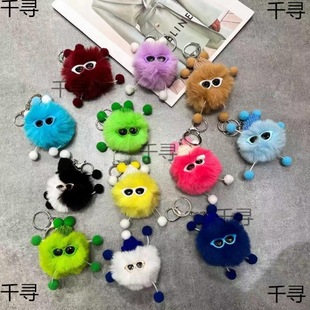 Rex Rabbit Fur Small Coal Ball Elf Internet Popular Cute Bag Hanging Ornaments Female Pendant Monster Buckle Doll