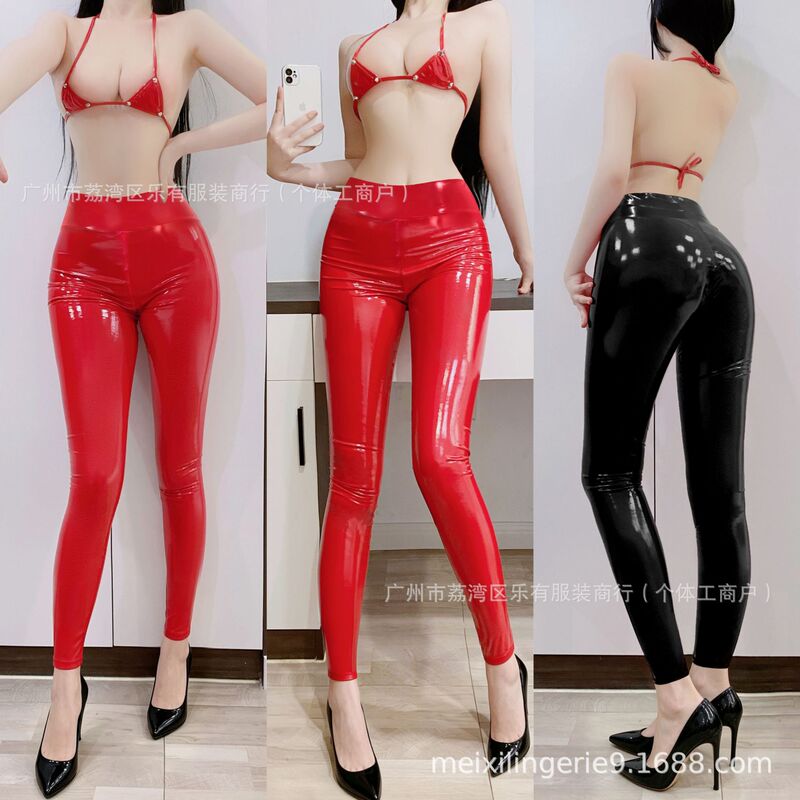 Plus size latex PU shiny leather pants for cross-border party queen mirror patent leather pants 6535 Plus size latex PU shiny leather pants for cross-border party queen mirror patent leather pants 6535