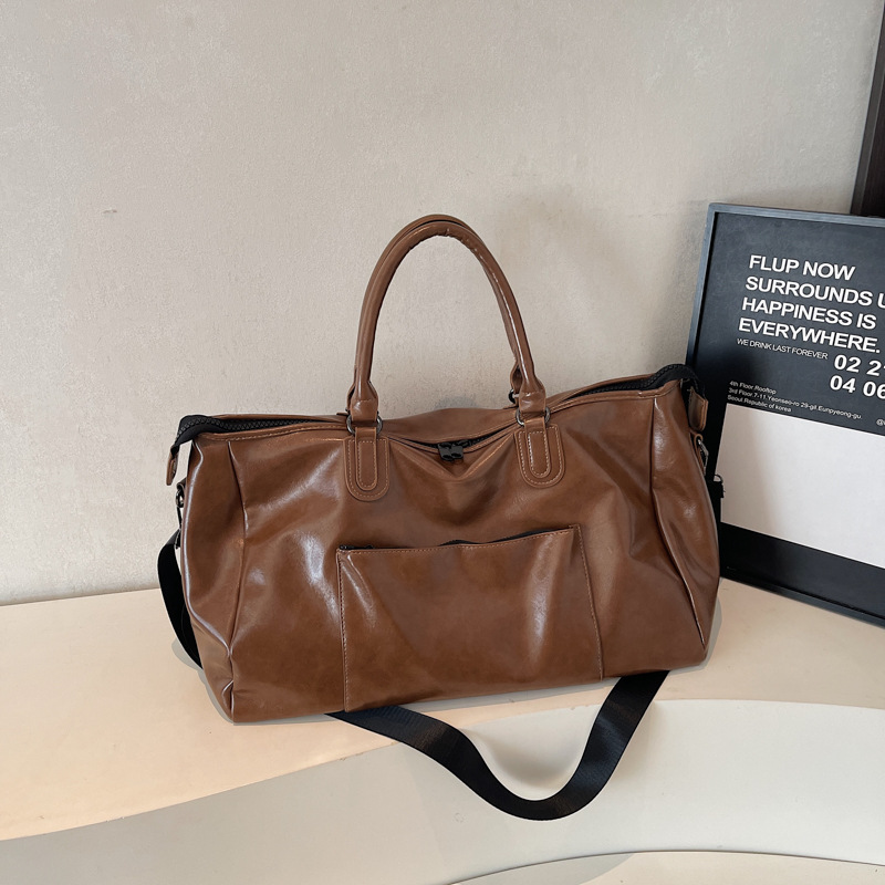 Vintage Leather Handheld Travel Bag, Large Capacity Outdoor Sports & Gym Bag, Crossbody Business Trip Luggage Bag For Men And Women - Thumbnail 7