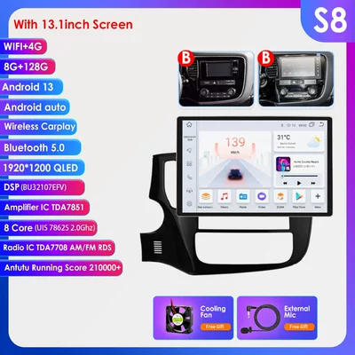 Suitable for 12-18 Mitsubishi: DVD Navigation - 131inch-8128g-wifi4glte-version-7862-carplay-eight-core-1033inch-suitable-for-mitsubishi-outlander-third-generation-deluxe