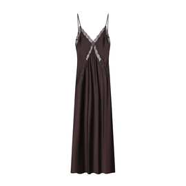 ZR女装  欧美风2025冬季新品纯欲性感蕾丝细节丝缎质感迷笛连衣裙