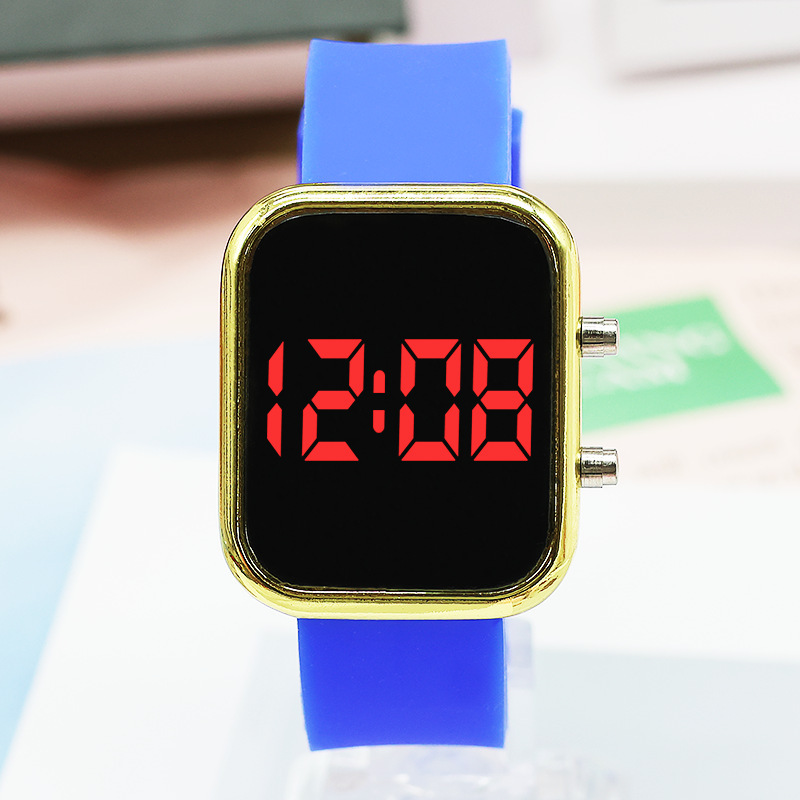 Nuevo botón digital LED luz roja reloj estudiante coreana niños casual retro estilo universitario pareja