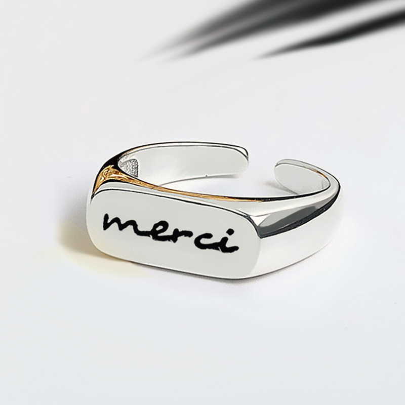 レトロなアルファベットの指輪の組み合わせins韓東大門ヒップホップはs 925銀の英語の指輪の対外貿易の卸売りをめっきします。