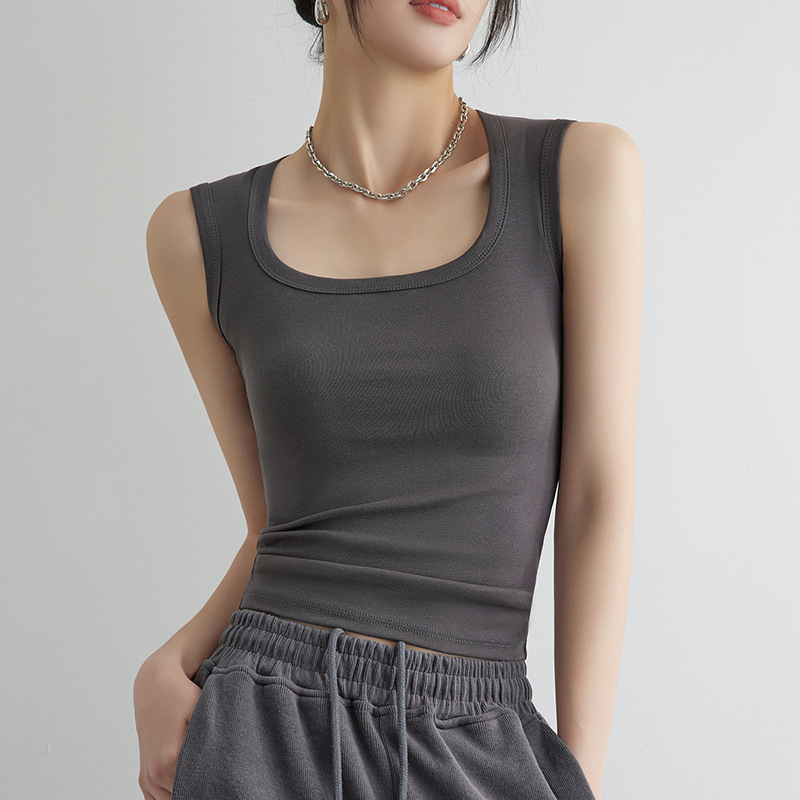 Summer Thin Pure Cotton Women's Sleeveless Ribbed Knit Tank Top Versatile Outerwear