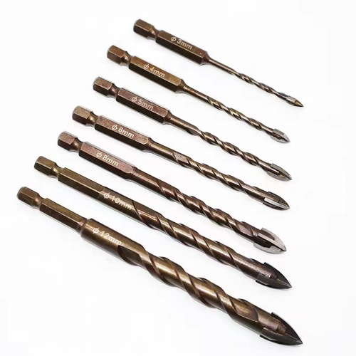 Cross twist drill tile concrete cement drill bit multi-functional glass hole opener alloy triangle drill bit set