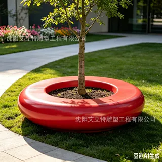 玻璃钢多彩围树坐凳街区景观稳固精巧时尚雅致园林器具