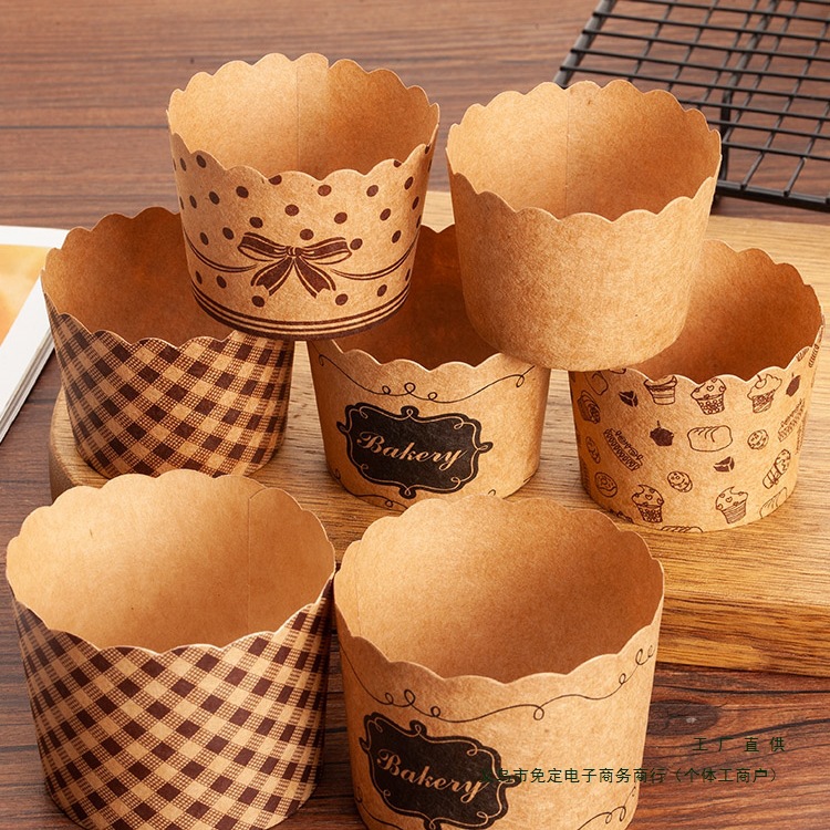 Taza de papel ondulada, taza de papel gruesa, taza de papel para pastel casero, taza de pastel al vapor, herramienta desechable para postre de punto occidental
