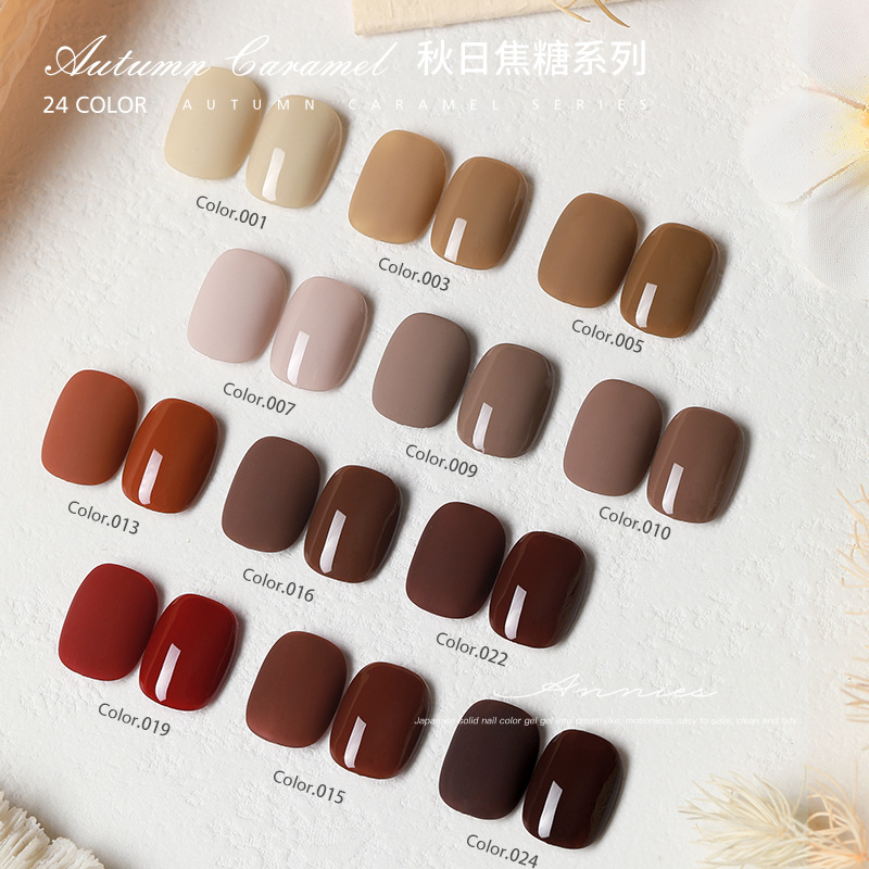 Esmalte de Uñas en Gel de 24 Colores, Tono Caramelo Otoñal, Popular en Otoño e Invierno, Novedad 2025, Gel de Fototerapia Blanqueador Ámbar para Manicura