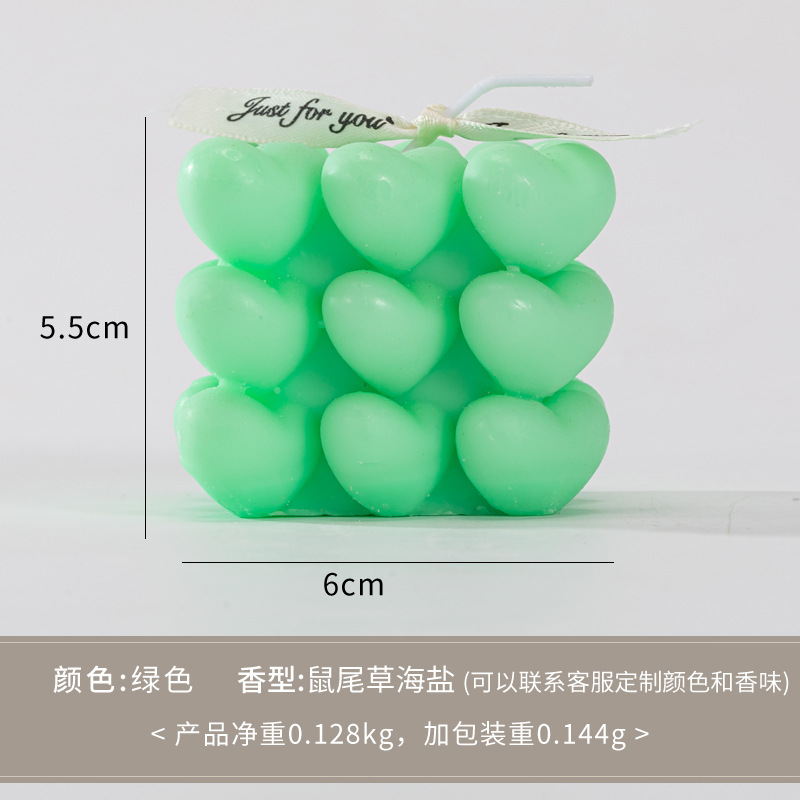 Amor cubo de balsamosa vela de regalo de San Valentín, estilo creativo artesanal en decoración interior vela