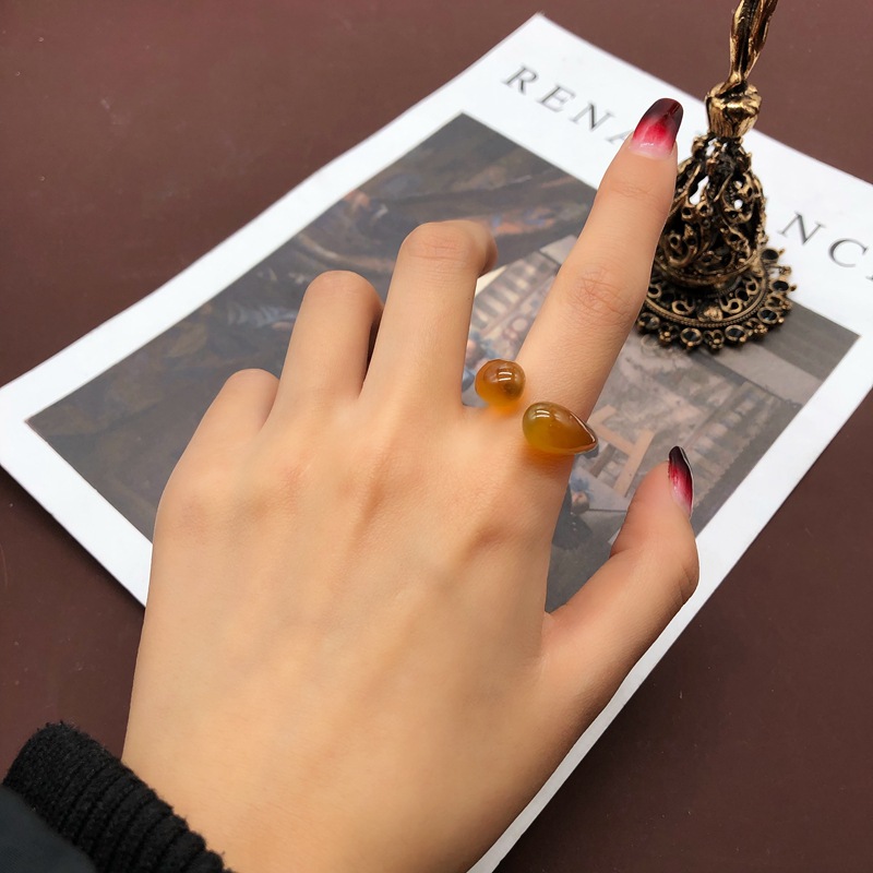 Retro Heart Shape Flower Copper Enamel Artificial Pearls Zircon Rings 1 Piece