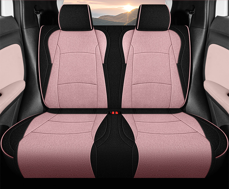 BYD Seagull Special Cotton and Linen Car Cushion Four Seasons Five Seats Fully Surrounded Women's Pink Seat Cover Summer Simple