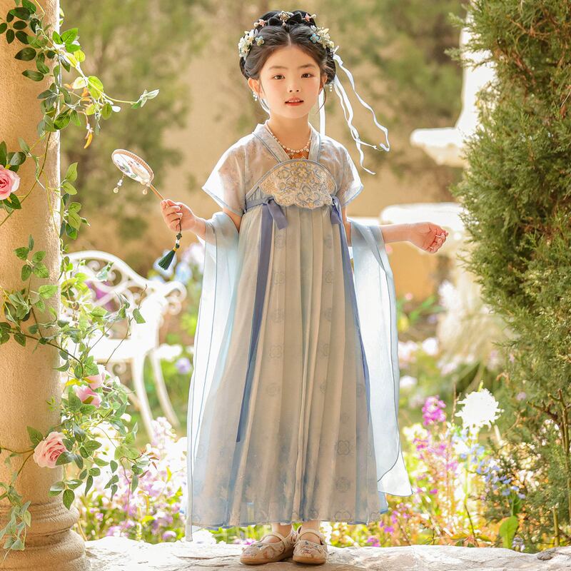 Hanfu for Girls, Spring and Summer Style, Chinese Style Thin Ruqun, Ancient Costume Dress, Super Fairy-Like, Little Girl Autumn Children's Tang Suit