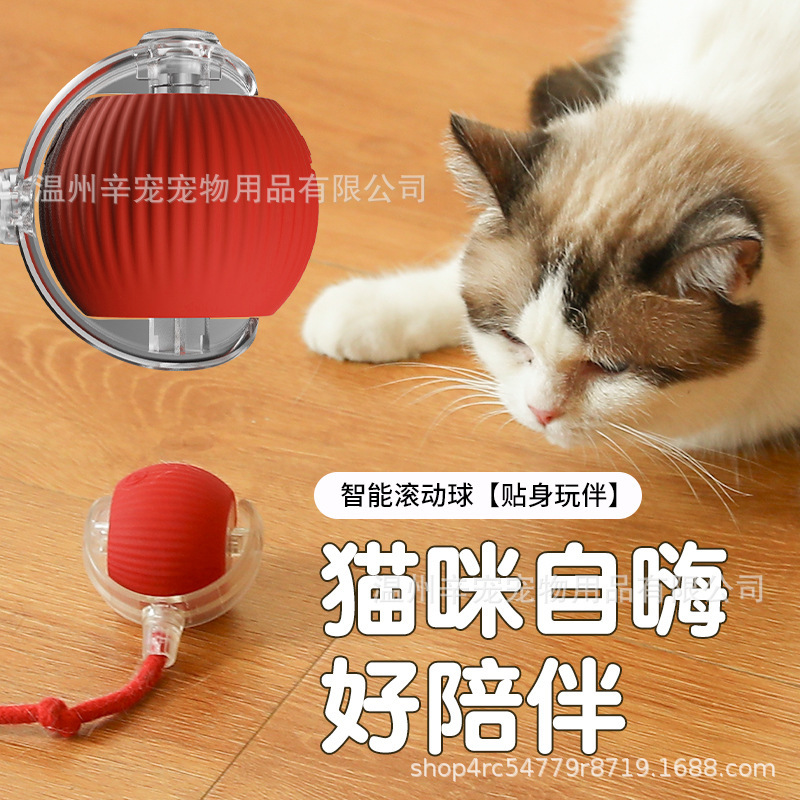 クロスボーダー耐噛み自動猫玩具ボール猫玩具ボール自ハイ退屈神器ロープ付きペット用品ジャンプ|undefined