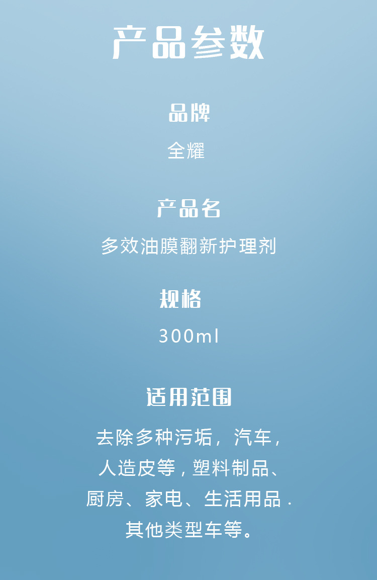 All-Purpose Multi-Effect Oil Film Refurbishment and Care Agent for Glass, Oil Film Removal, Genuine Leather, Dashboard, and Plastic Maintenance and Cleaning