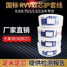 无氧铜白色护套线电线电缆线RVV2芯0.5/0.75/1/1.5/2.5平方电源线