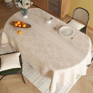 French Rectangular Tablecloth Waterproof and Oil-Proof No-Wash Anti-Scalding Pvc Tablecloth Accessible Luxury High-End Foldableing Round Tablecloth
