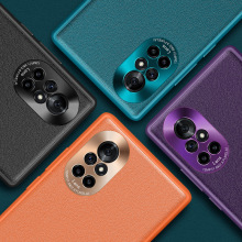 适用华为mate70Pro手机壳Pura70金属镜头Nova13全包素皮70s保护套