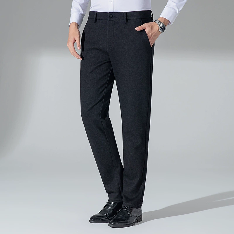 2024 Зимние толстые мужские повседневные брюки двухсторонние шерстистые теплые брюки для молодежи и молодежи бизнеса антибактериальные прямые брюки