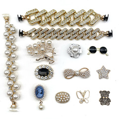 Cross-border Crocs Shoe Flower Shoe Buckle Accessories Croc Decorative Buckle Rhinestone Pearl Shoe Flower Accessories