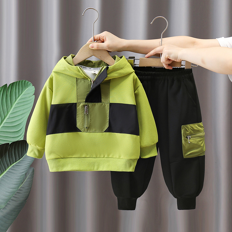 6079 traje de suéter para niños ropa de primavera y otoño con capucha 2024 nueva ropa para niños ropa casual de otoño para niños guapos