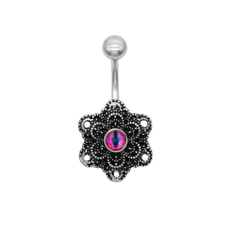 Piercing ombelico fiore nero gioiello per piercing_voghion.com