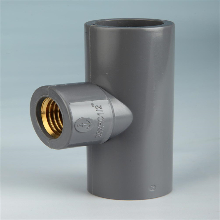 中山环宇锚牌管UPVC日标90度龙头三叉内螺纹工业管90°铜内牙三通