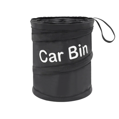 Cross-Border Popular Car Trash Can, Special Hanging Trash Can for Car, Retractable Foldableing Portable Garbage Bag (Car storage bag/box) - black-with-print