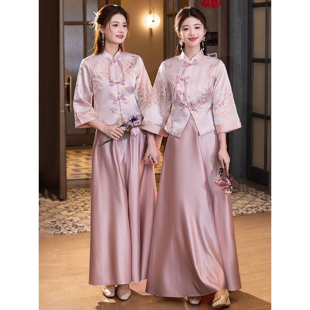中式伴娘服2025春夏新款中国风姐妹团平时可穿礼服裙轻奢小众高端