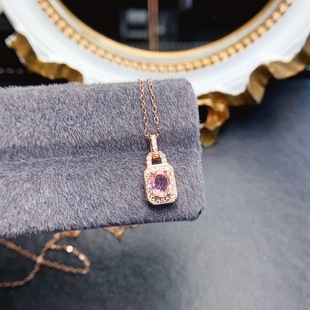 New natural tourmaline pendant S925 silver inlaid main stone 4*6mm Joker net red explosions women's jewelry wholesale