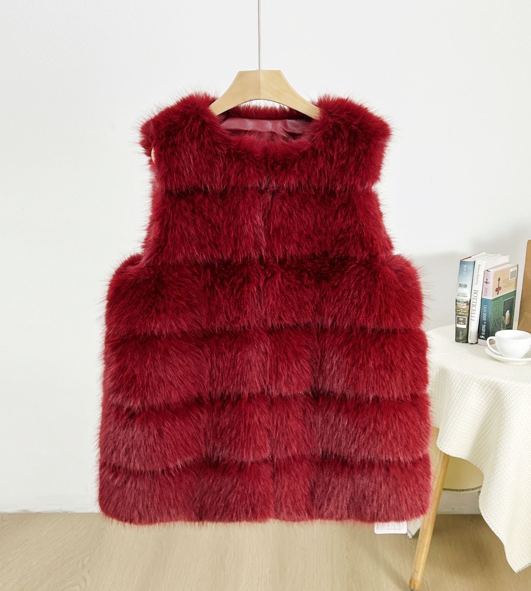 Clásico de seis puntas chaleco de conejo de pelo de zorro chaqueta larga al por mayor simple estilo exterior estilo