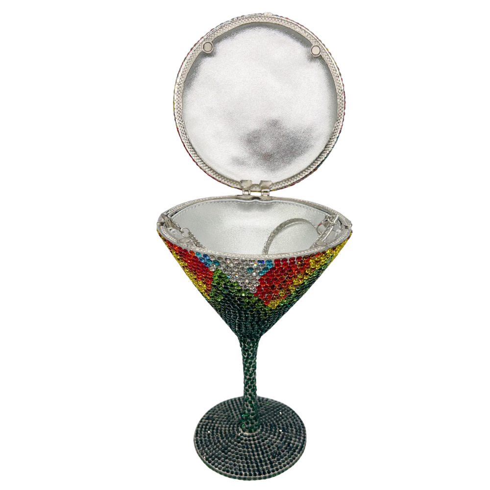 Copa bolsa de embrague nueva taza alta flor con diamantes bolsas de banquete de diamantes bolsas de mano duras