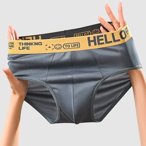 Men's Tri-Blend Briefs New Simple Comfortable Breathable Skin-friendly Underwear for Students, Youth, and Middle-aged Men - Cross-border Wholesale