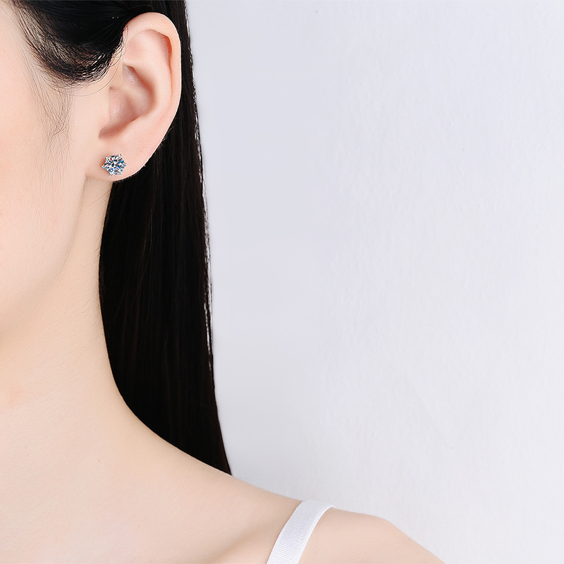 Aretes de plata s925 para hombres y mujeres aretes roscados aretes de moissanite Garra de Tigre aretes de seis garras aretes de platino pendientes de diamantes