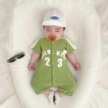 代发婴幼儿连体衣夏季新款男宝宝帅气薄款哈衣短袖爬服儿夏天衣服