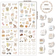 越境新品ドイツ語英語赤ちゃん漫画ステッカーins風DIY赤ちゃん成長スクラップブックステッカーセット