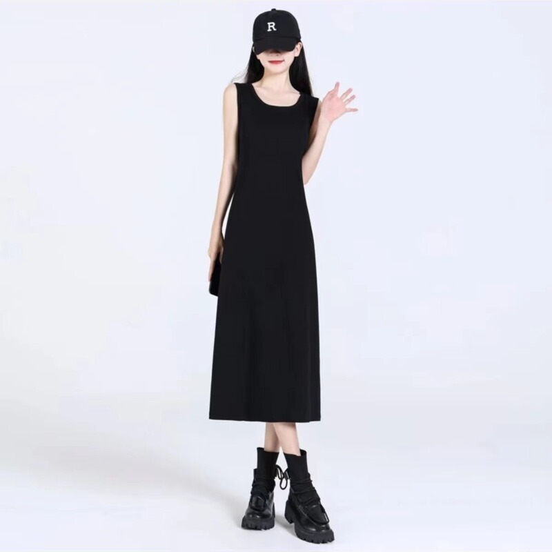 Korean Style Suspender Long Skirt for Women 2025 Internet Celebrity Hot Style Mid-Length Slimming Sleeveless Vest Dress Korean Style Suspender Long Skirt for Women 2025 Internet Celebrity Hot Style Mid-Length Slimming Sleeveless Vest Dress