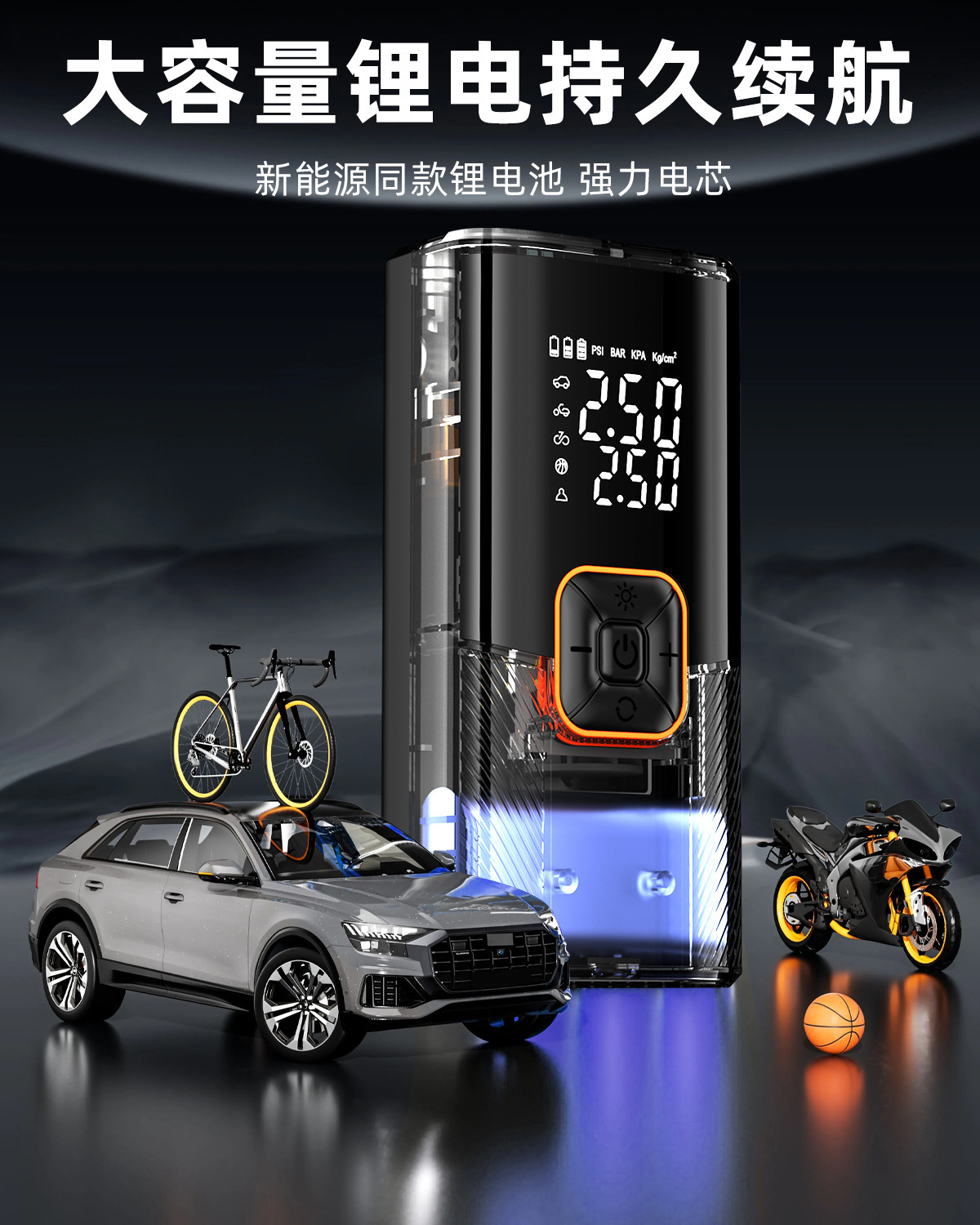 Cross-Border Dedicated Car Wireless Air Pump Portable Car Air Pump Electric Car Tire High Pressure Inflator