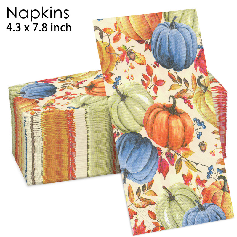 Jiuyi's New Product Is in Stock, a Must-Have for Autum Style, Exquisite and Colorful Full-Cover Pumpkin Pattern Disposable Long Napkins