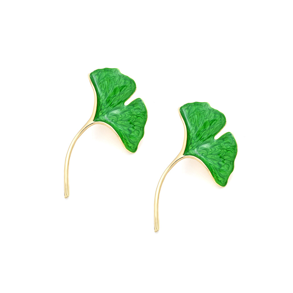 Zinc alloy Material 1 Pair Simple Style Ginkgo Leaf Enamel Zinc Alloy Ear Studs